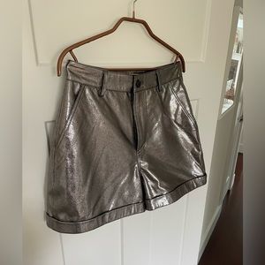 Ba&sh Elric Short Silver Metallic Leather Size 1/Small